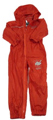 Červená šusťáková nepromokavá funkční kombinéza s mraky a kapucí Regatta