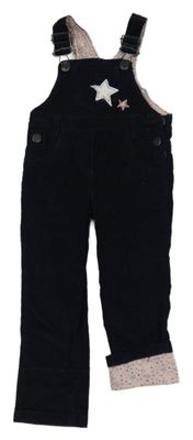 Tmavomodré manšestrové laclové kalhoty s hvězdičkami POCOPIANO