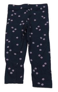 Tmavomodré capri legíny s kvietkami Lily & Dan