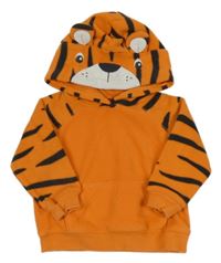 Oranžovo-čierna vzorovaná fleecová mikina s kapucí - tiger Carter's