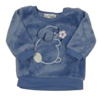 Modrá chlpatá mikina s králikom Ergee