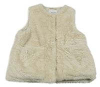 Světlebéžová kožešinová podšitá vesta zara
