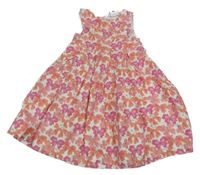 Bielo-ružové vzorované šaty s motýly Topolino