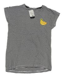 Nové - Černo-bílé pruhované tričko s banány Zeeman 