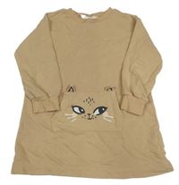 Béžové teplákové šaty s mačkou H&M