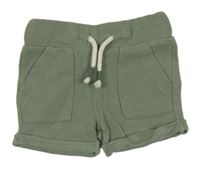 Khaki rebrované teplákové kraťasy C&A