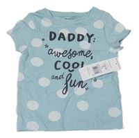 Nové - Světlemodré puntíkaté tričko s nápisem F&F