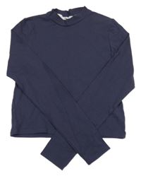 Tmavomodré crop triko H&M
