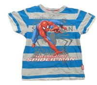 Azurovo-sivé pruhované tričko so Spider-manem zn. Adams