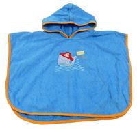 Modré froté pončo s velrybou a kapucí Mothercare