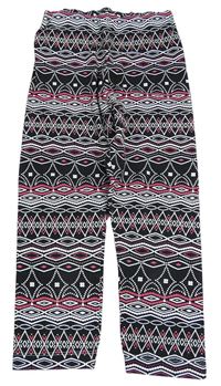Černo-bílo-růžové vzorované legíny Primark