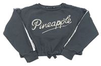 Sivá crop mikina s logom Pineapple