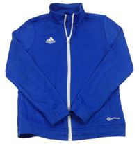 Kobaltově modrá propínací funkční sportovní mikina s logem Adidas