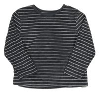 Sivo-biela pruhovaná plyšová mikina Primark