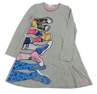 Šedé melírované šaty s botami Desigual 