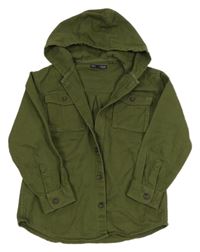 Khaki riflová košilová bunda s kapucí Next
