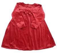 Červené sametové šaty s mašlí Name it