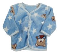 Modrá chlpatá prepínaci mikina s medvedíkmi