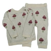 2set - Smetanový svetr s jahůdkami + kalhoty Tu