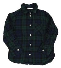 Tmavomodro-zelená kockovaná košeľa H&M