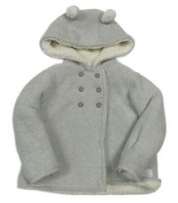 Šedý propínací zateplený svetr s kapucí John Lewis