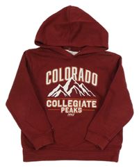 Červená mikina s horami a kapucí H&M