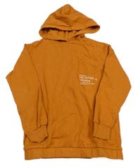 Oranžová mikina s nápisom a kapucňou L&D