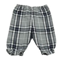 Šedo-tmavomodré kostkované kalhoty 