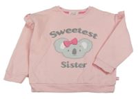 Svetloružová oversize mikina s koalou Ollies Place