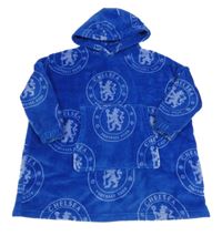 Tmavomodrá chlupatá oversize fotbalová mikina Chelsea FC s kapucí 
