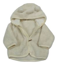 Smotanová chlpatá mikina s kapucňou H&M