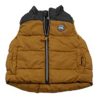 Béžovo-čierna šušťáková prešívaná zateplená vesta H&M