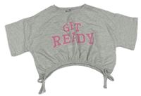 Sivá melírovaná crop oversize mikina s nápisom Page one young