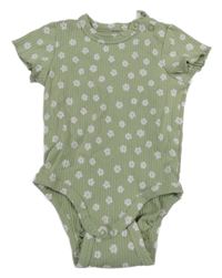 Khaki žebrované květované body 