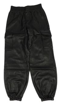Čierne koženkové cargo cuff nohavice Primark
