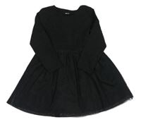 Čierne bavlněno/tylové šaty F&F