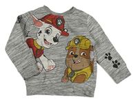 Sivo-čierna melírovaná mikina s PAW PATROL nckelodeon