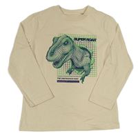 Světlebéžové triko s dinosaurem Next