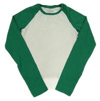 Bielo-tmavozelené crop tričko H&M