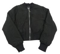Černý šusťákový zateplený crop bomber New Look