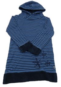 Modro-tmavomodré pruhované teplákové šaty s vločkami a kapucňou JAKO-O