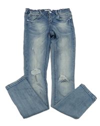 Modré skinny teplákové rifle s prošoupáním name it.