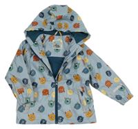 Světlemodrá neprokomavá jarní bunda s příšerkami a kapucí Kuniboo