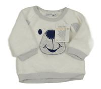 Nové - bílo-šedá plyšová mikina s medvídkem Ergee