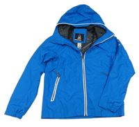 Modrá šušťáková funkčná jarná bunda s kapucňou TRIBORD