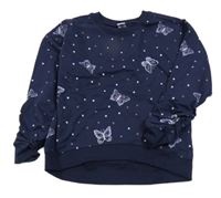 Tmavomodrá bodkovaná á mikina s motýlikmi dopodopo