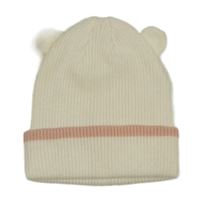 Smetanovo-starorůžová žebrovaná čepice s oušky George