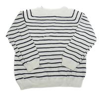 Bílo-tmavomodrý pruhovaný oversize svetr ZARA