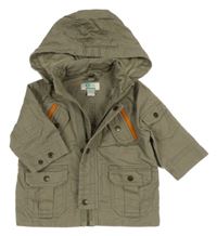 Khakišedá rifľová bunda s odopínacíá kapucňou Vertbaudet