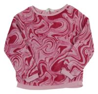 Ružovo-vínová vzorovaná plyšová mikina H&M